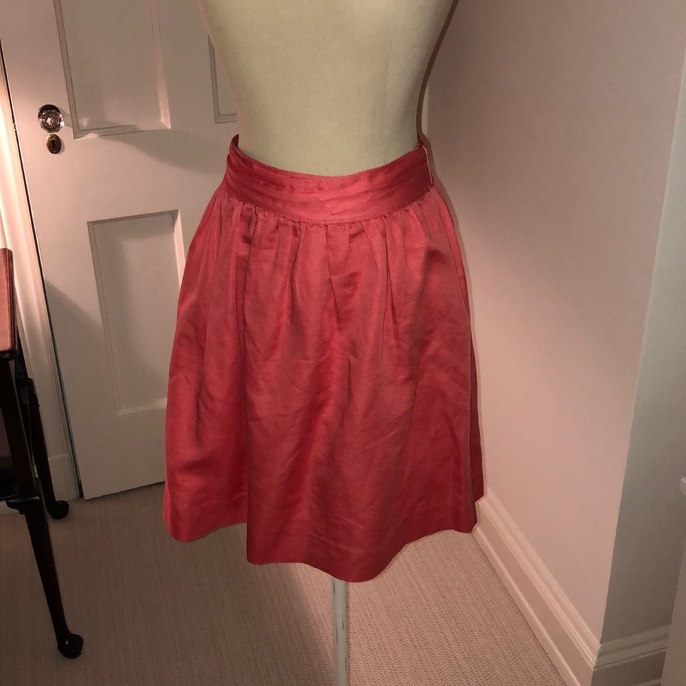 Linen and cotton blend coral skirt